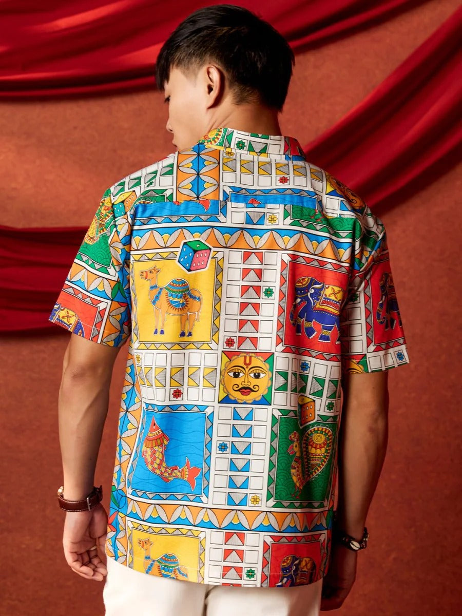 Craftcloth Madhubani Ludo Art Premium Culture Wear Resort Shirt